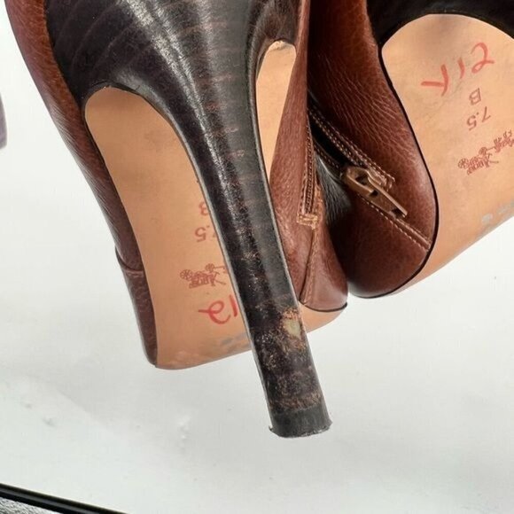 Coach Salene brown leather boots shoes size 7.5 4 inch heels - Picture 16 of 16